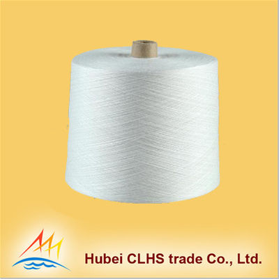 Knotless Dope Polyester Raw White Yarn , Bleach White Staple Spun Polyester