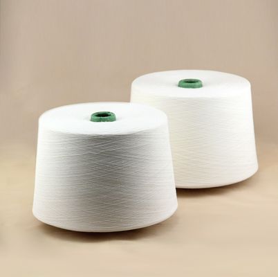 Knotless Dope Polyester Raw White Yarn , Bleach White Staple Spun Polyester