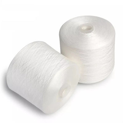 Raw white Yarn Dyeing plastic cone 100% Polyester Ring Spun Yarn