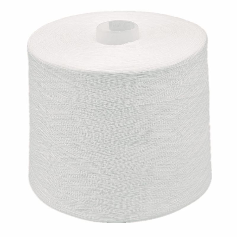 100% Polyester Ring Spun Yarn Pre Dyed Raw White For Sewing 40/2 TFO Techs Process