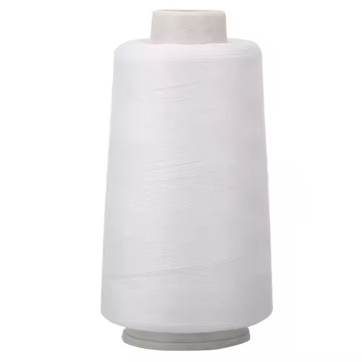Bright White / Black Sewing Thread , Raw White Spun Polyester Sewing Thread
